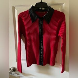 Fancy red & black zippered cardigan size PL
